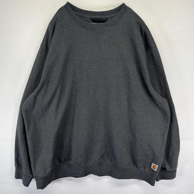 古着 カーハート Carhartt スウェット トレーナー 前V 大きいサイズ ワンポイントロゴ 3XL ダークグレー系 メンズ