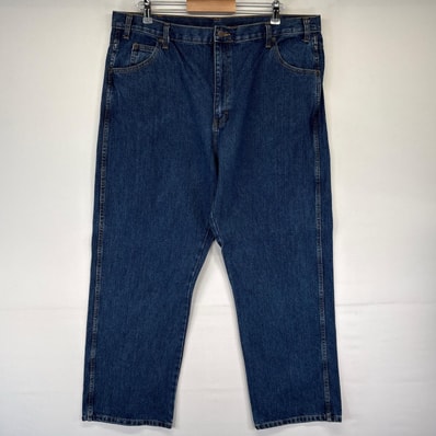 古着 ディッキーズ Dickies デニム パンツ ストレート ワンポイント 5ポケット 大きいサイズ W40L30 ブルー系 メンズ