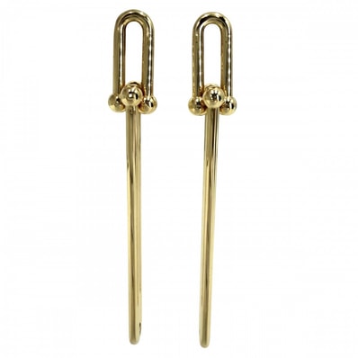 TIFFANY&Co. ティファニー ピアス ハードウェア ダブルロング リンク ピアス ジュエリー アクセサリー Au750 K18YG K18イエローゴールド レディース 約9.5g【中古品】