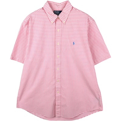 古着 ラルフローレン Ralph Lauren POLO by Ralph Lauren CUSTOM FIT ギンガムチェック 半袖 ボタンダウン チェックシャツ メンズXL相当/eaa660129