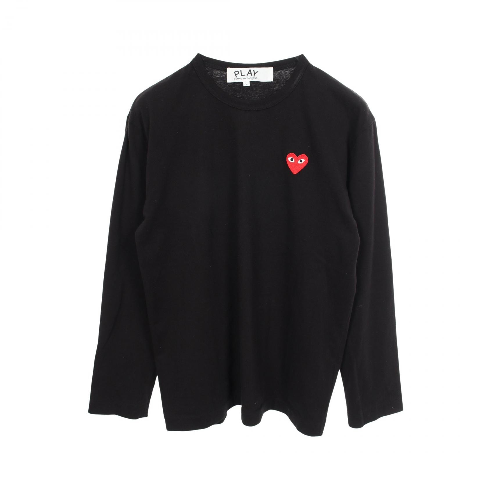 プレイコムデギャルソン PLAY COMME des GARCONS ハートロゴ 長袖Tシャツ 衣料品 トップス コットン メンズ ブラック系 【中古】