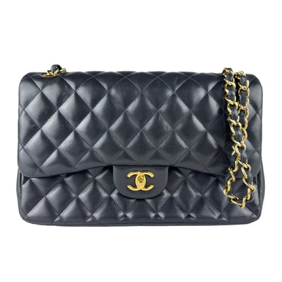 シャネル CHANEL ショルダーバッグ マトラッセ ダブルフラップ レザー/メタル ブラック/ゴールド レディース【中古】 z10867