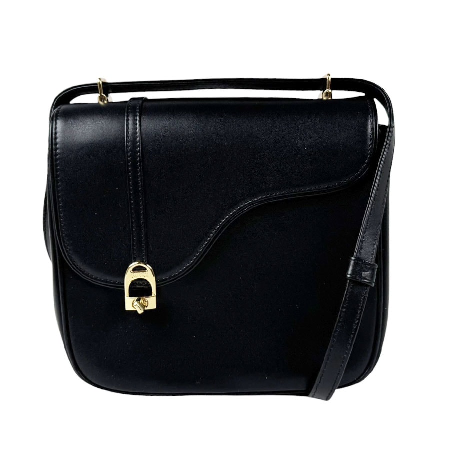 グッチ GUCCI ショルダーバッグ エクエストリアン バッグ レザー ブラック レディース 740988【中古】 z11168