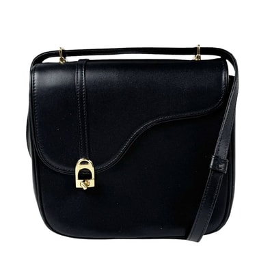 グッチ GUCCI ショルダーバッグ エクエストリアン バッグ レザー ブラック レディース 740988【中古】 z11168