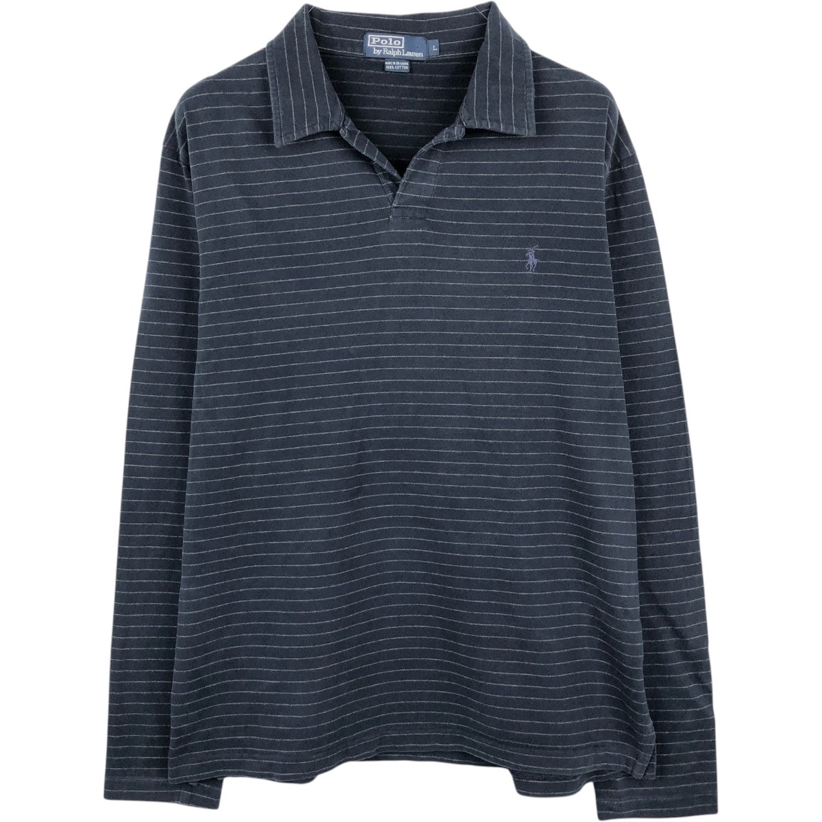 古着 ラルフローレン Ralph Lauren POLO by Ralph Lauren スキッパーカラー 長袖 ボーダー ポロシャツ メンズL相当/eaa669795