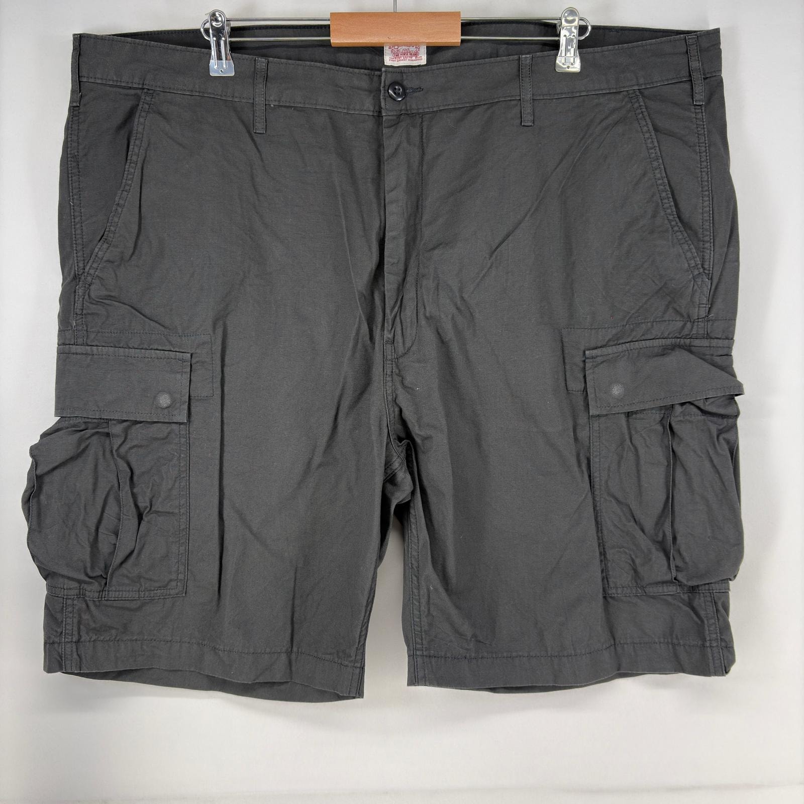 古着 リーバイス Levi's ショートパンツ カーゴパンツ ジップ リップストップ ハーフパンツ 大きいサイズ w46 グレー 無地 メンズ