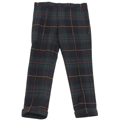 ポロ ラルフローレン 美品 アルパカウール チェック パンツ ボトムス メンズ グリーン×ネイビー×レッド ―