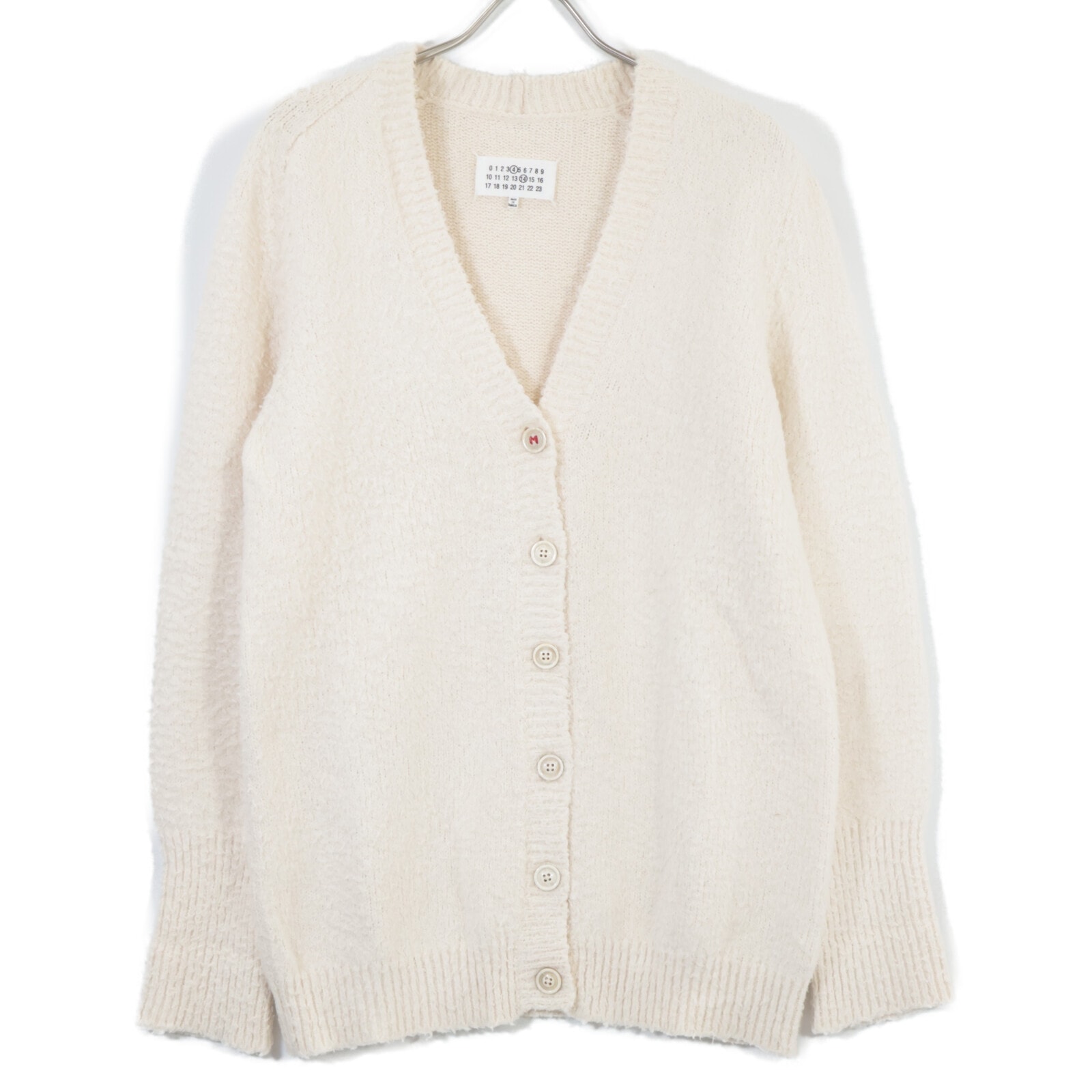 メゾンマルジェラ SI0GP0002 S17664 22年 ホワイト 5ゲージコットンナイロンパイルカーディガン XS