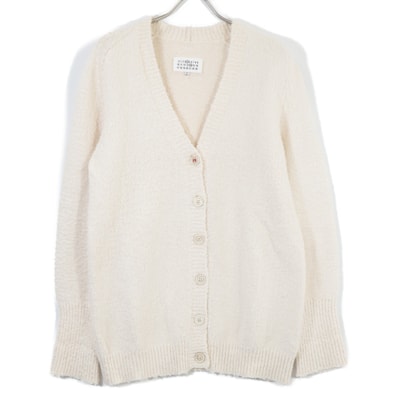 メゾンマルジェラ SI0GP0002 S17664 22年 ホワイト 5ゲージコットンナイロンパイルカーディガン XS