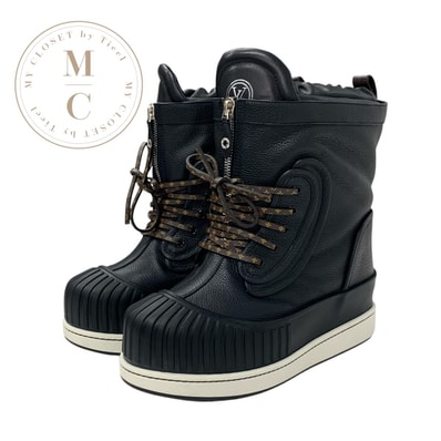 ルイヴィトン LOUIS VUITTON スラロームライン モノグラム ブーツ ショートブーツ 靴 シューズ レザー ブラック 黒 スノーブーツ アンクルブーツ ユニセックス