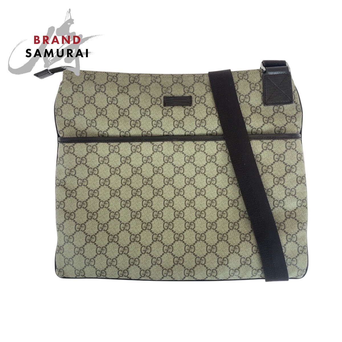 GUCCI グッチ グレー ブラウン シルバー金具 GGスプリームキャンバス レザー/ ショルダーバッグ ポシェット 506457 【中古】