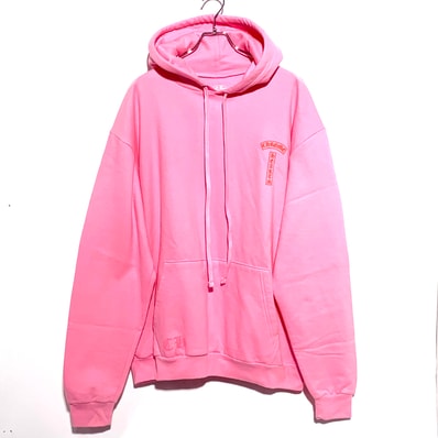Chrome Hearts Back USA Script Logo Hoodie Pink