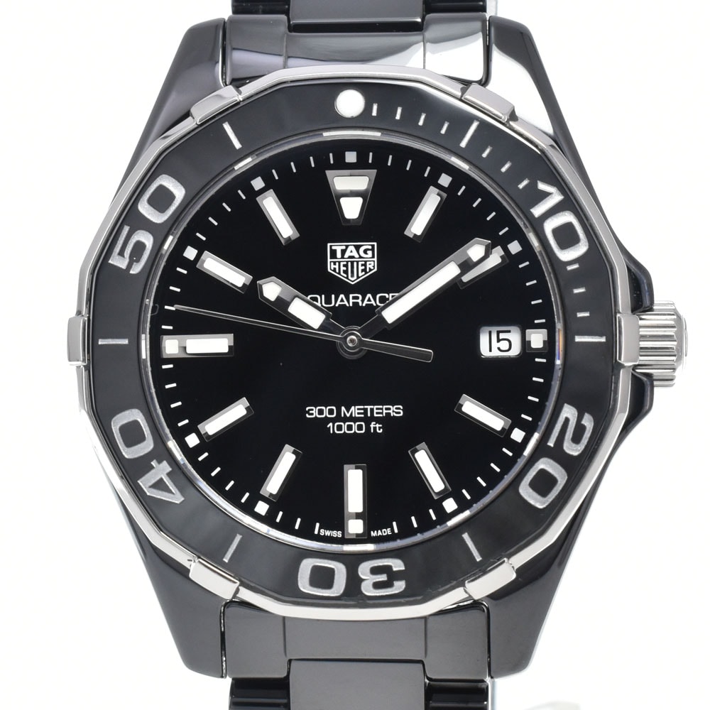 タグホイヤー TAG HEUER WAY1390 アクアレーサー デイト ブラック クォーツ レディース 美品 腕時計 M#148454