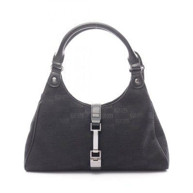 バレンシアガ BALENCIAGA BBモノグラム ハンドバッグ バッグ キャンバス レザー レディース ブラック系 【中古】