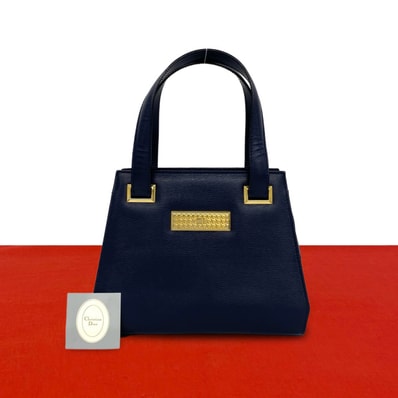 Christian Dior ディオール CD ロゴ 金具 レザー ハンドバッグ ネイビー
32999