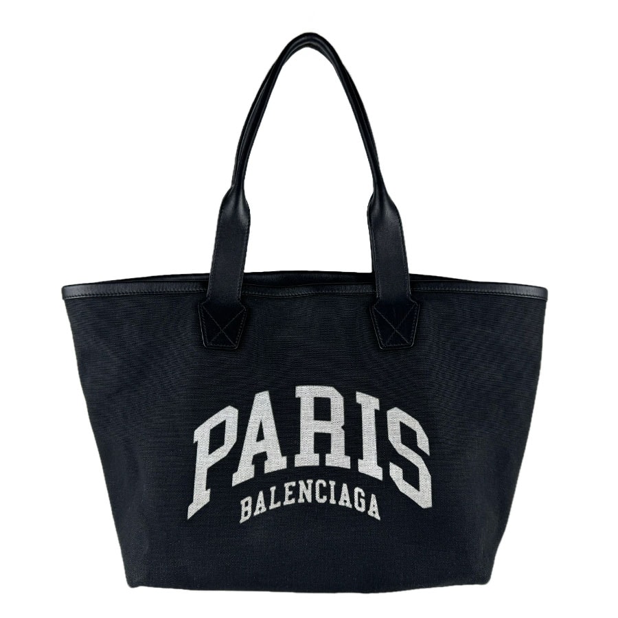 バレンシアガ BALENCIAGA ハンドバッグ ジャンボ スモール トートバッグ キャンバス/レザー ブラック ユニセックス 692068【中古】 z9746