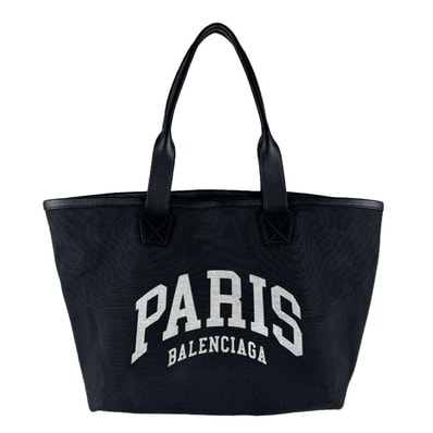 バレンシアガ BALENCIAGA ハンドバッグ ジャンボ スモール トートバッグ キャンバス/レザー ブラック ユニセックス 692068【中古】 z9746
