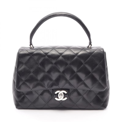 シャネル CHANEL マトラッセ トップハンドル ハンドバッグ バッグ ラムスキン(羊革) レディース ブラック系 【中古】