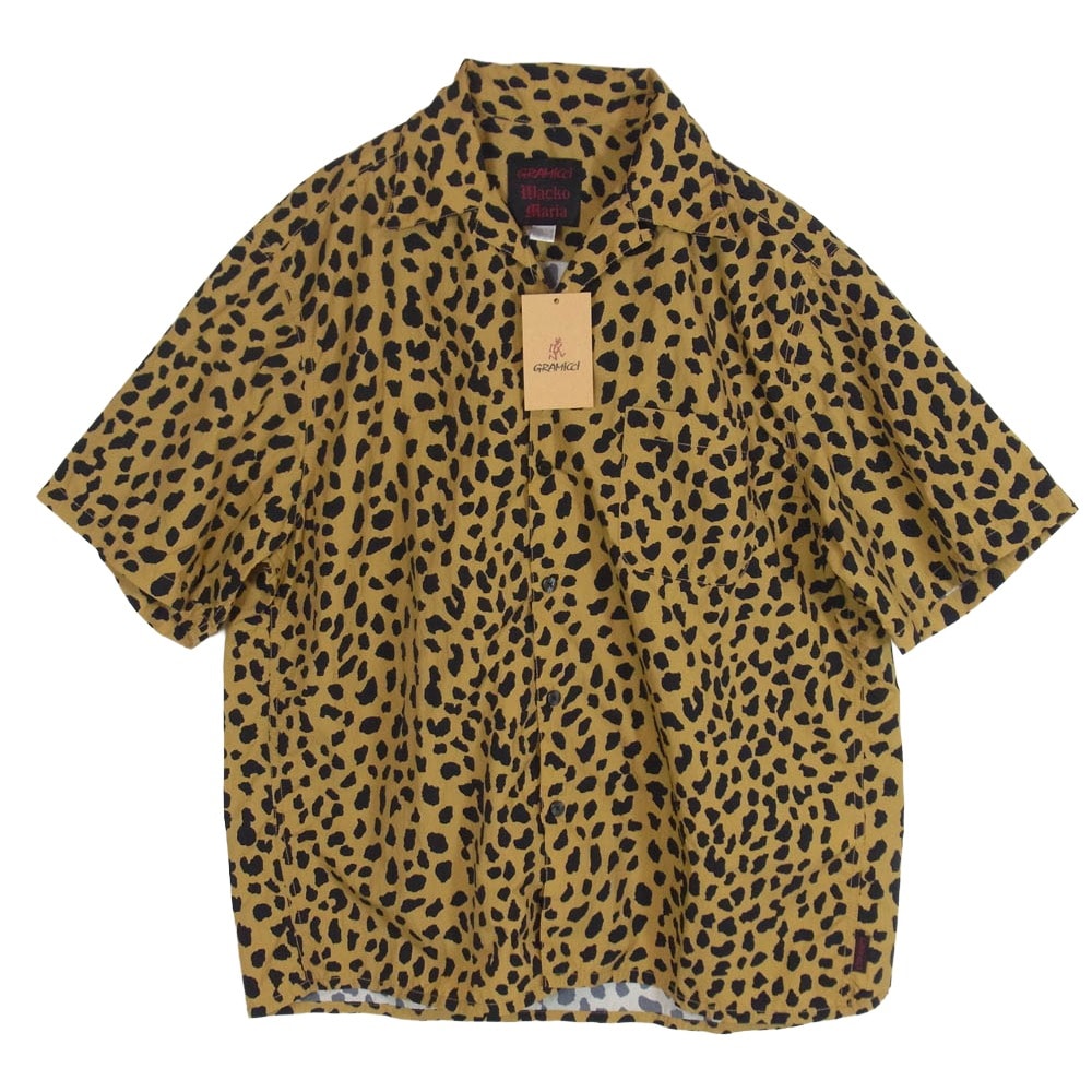 WACKO MARIA ワコマリア Gramicci グラミチ 23SS GMJ3-S3021 ×GRAMICCI OPEN COLLAR SHIRT グラミチ レオパード オープンカラー ナイロン 半袖 アロハシャツ ベージュ系 M【美品】【中古】