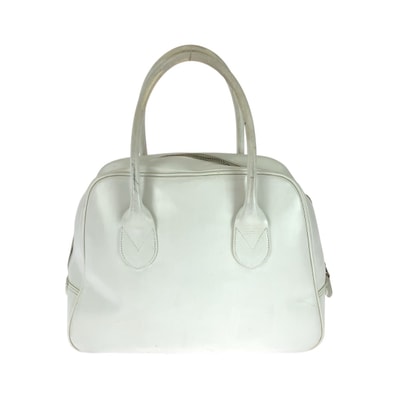 COMME des GARCONS コムデギャルソン 青山バッグ オフホワイト シルバー金具 レザー トートバッグ ミニボストンバッグ 604045 【中古】