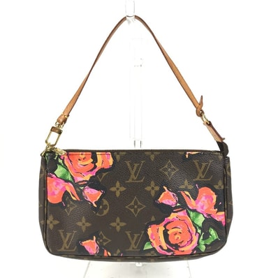 ルイヴィトン LOUIS VUITTON ポシェットアクセソワール M48615 モノグラムローズ バラ 薔薇 カバン ハンドバッグ ショルダーバッグ ポーチ モノグラムキャンバス ブラウン