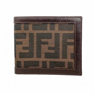 【6fa1524】フェンディ 札入れ ズッカ ナイロンキャンバス ブラウン【中古】メンズ