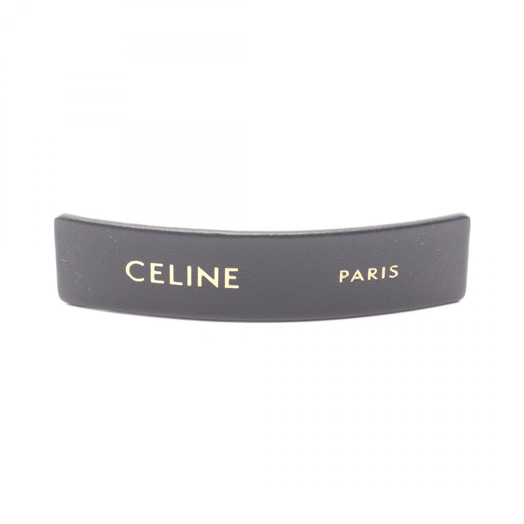 セリーヌ CELINE Paris ヘアクリップ 衣料品 レザー GP(ゴールドメッキ) レディース ブラック系 / ゴールド系 B104E2V0238NG 【新品】