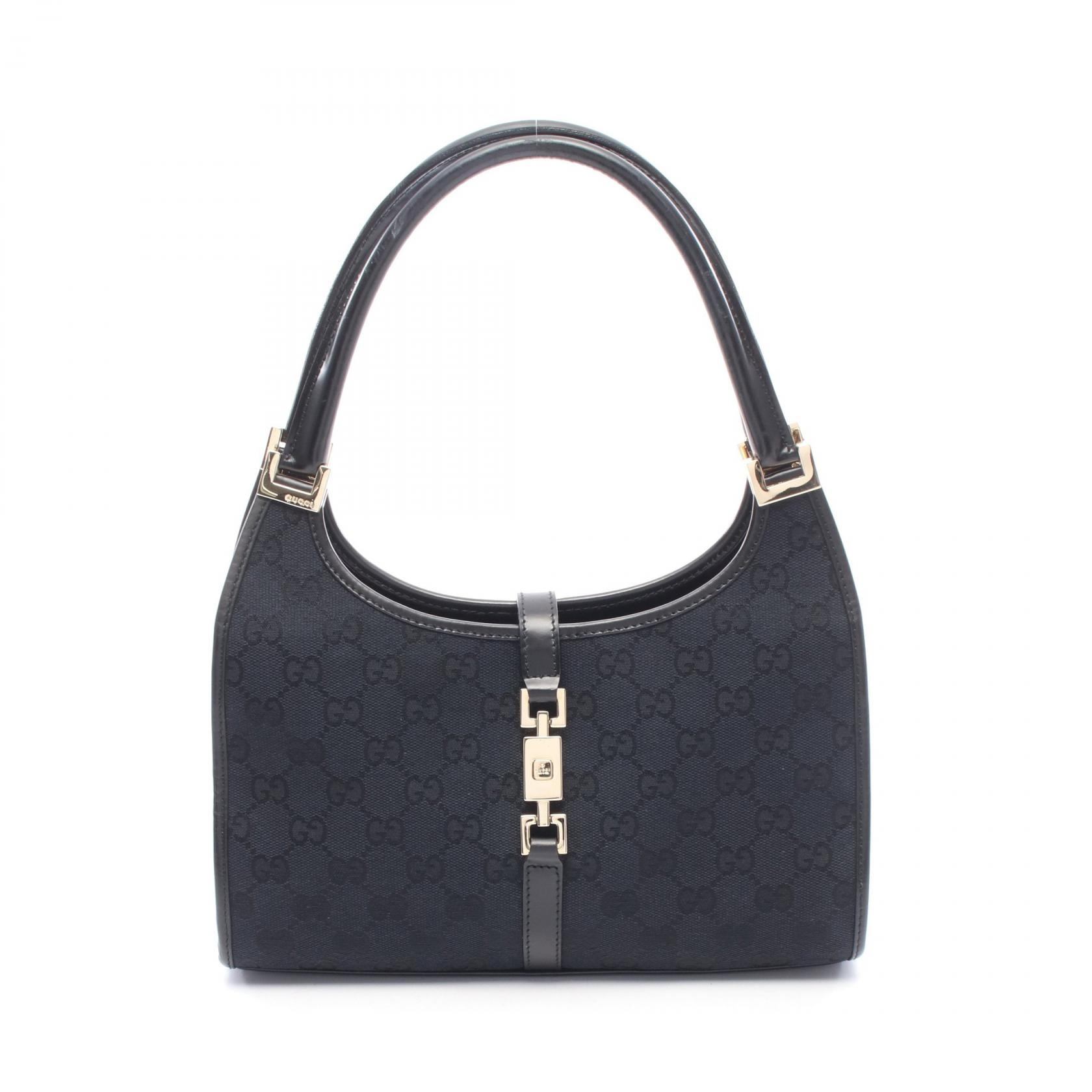 グッチ GUCCI ジャッキー GGキャンバス ハンドバッグ バッグ キャンバス レザー レディース ブラック系 002・1068 【中古】