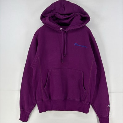 古着 チャンピオン Champion スウェット リバースウィーブ ワンポイント ロゴ スウェット プルオーバー S パープル 無地 メンズ