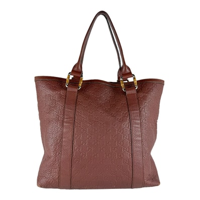 グッチ GUCCI トートバッグ グッチシマ レザー ブラウン ゴールド レディース 339547【中古】 z9998