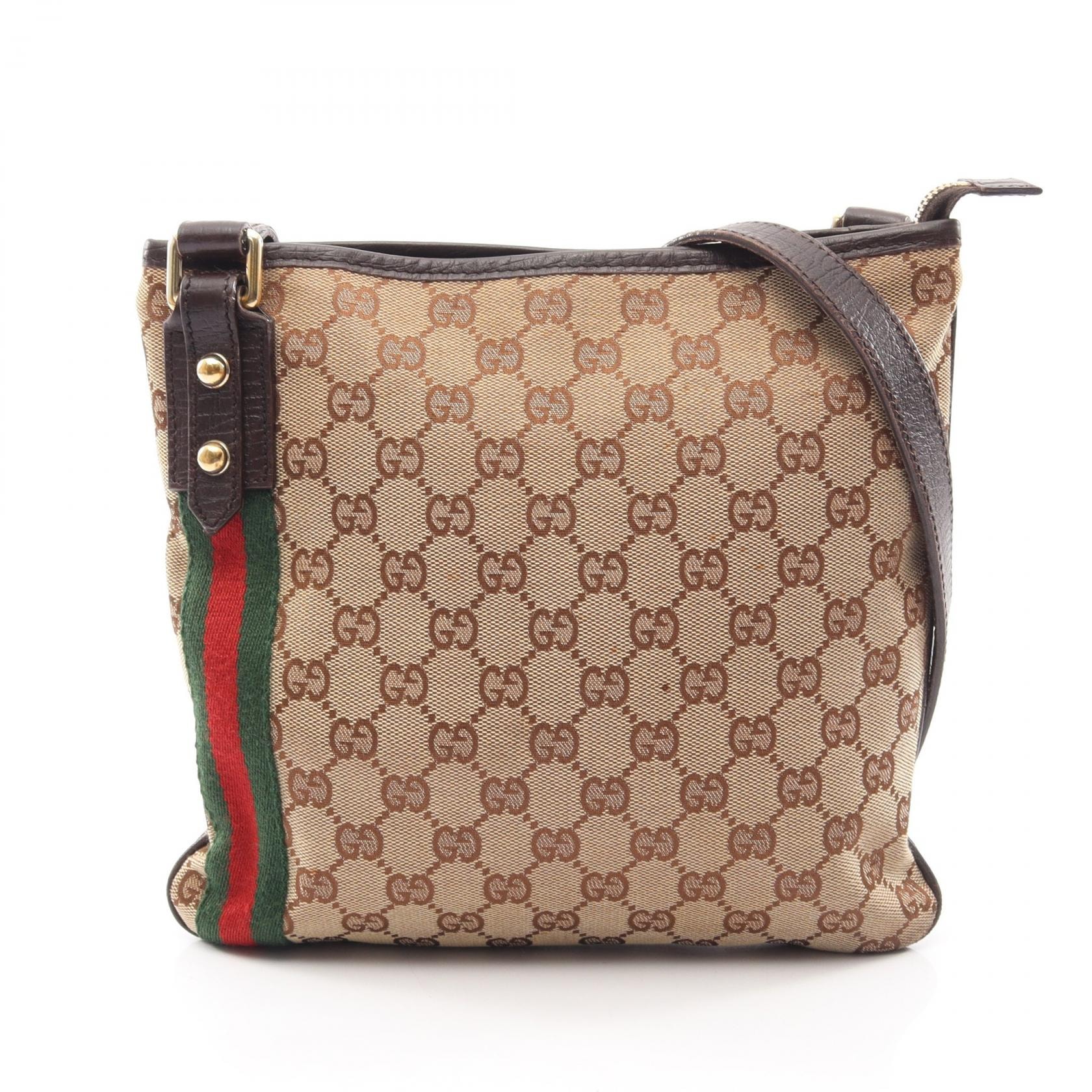 グッチ GUCCI GGキャンバス ショルダーバッグ バッグ キャンバス レザー レディース ベージュ系 / ブラウン系 / マルチカラー 144388 【中古】