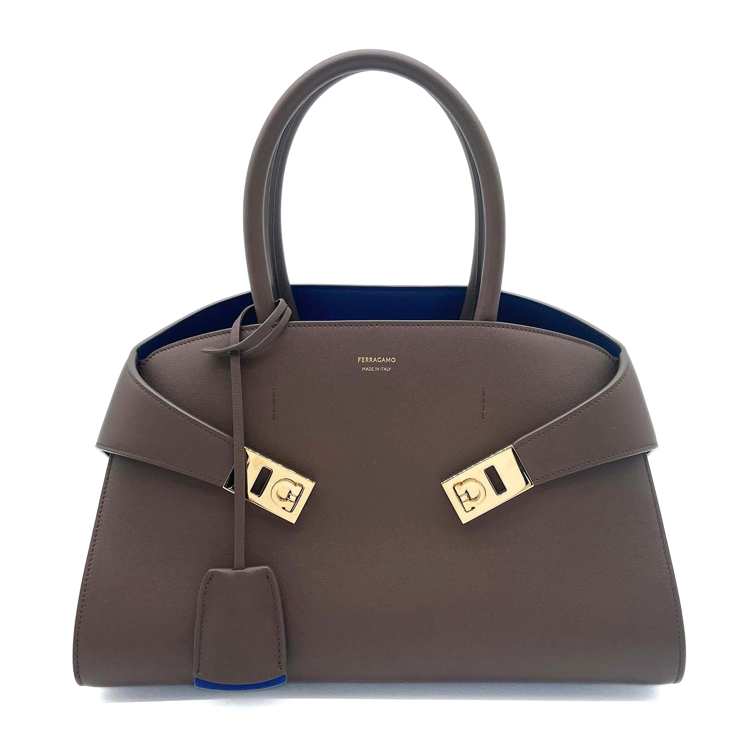 Salvatore Ferragamo サルヴァトーレフェラガモ HUG バイカラー 2WAY ハンドバッグ
 レザー Mサイズ ブラウン レディース
 【中古】