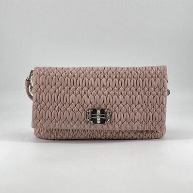 MIUMIU(ミュウミュウ) ナッパクリスタル マテラッセレザー 3WAY ターンロック RP0169 ショルダーバッグ カメオ×シルバー