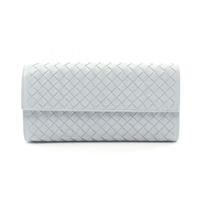 ボッテガヴェネタ BOTTEGA VENETA イントレチャート 二つ折り長財布 財布 レザー レディース ブルー系 【中古】