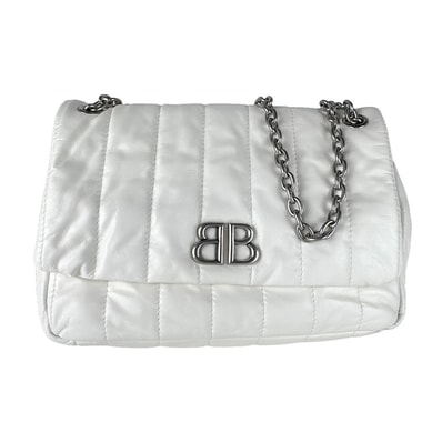 バレンシアガ BALENCIAGA ショルダーバッグ モナコ レザー ホワイト レディース 781672【中古】 z8722