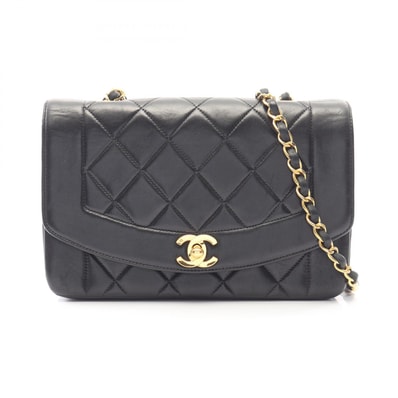 シャネル CHANEL マトラッセ ダイアナフラップ ショルダーバッグ バッグ ラムスキン(羊革) レディース ブラック系 A01164 【中古】