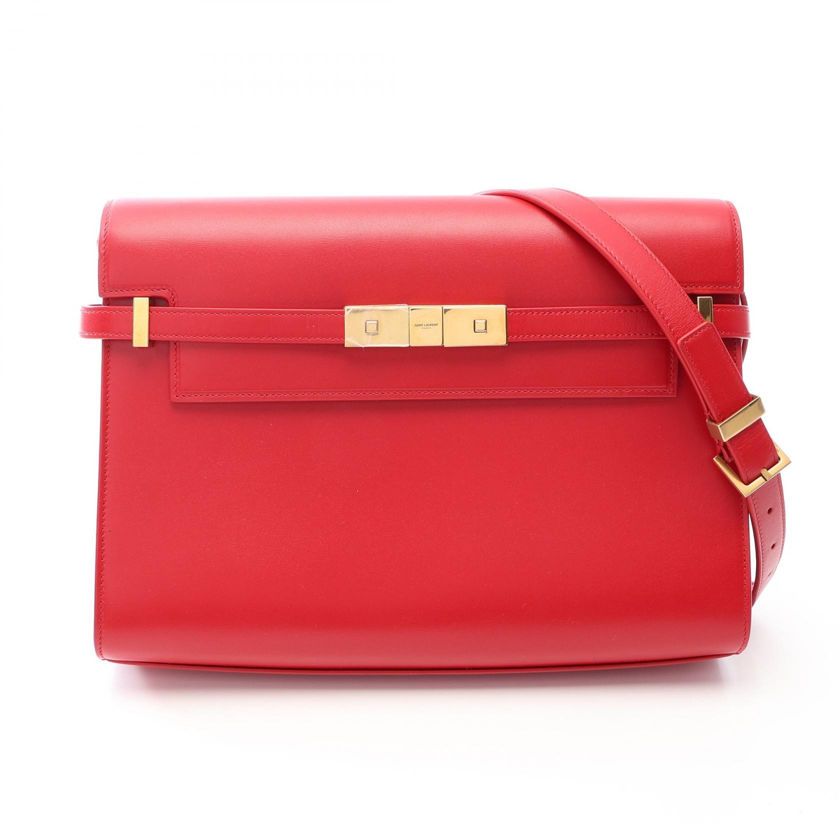 サンローランパリ SAINT LAURENT PARIS マンハッタン ショルダーバッグ バッグ レザー レディース レッド系 【中古】