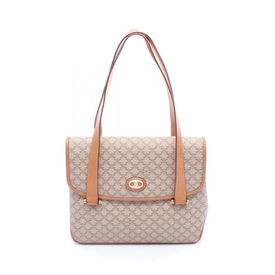 セリーヌ CELINE マカダム ショルダーバッグ バッグ PVCコーティングキャンバス レザー レディース ベージュ系 / ブラウン系 【中古】