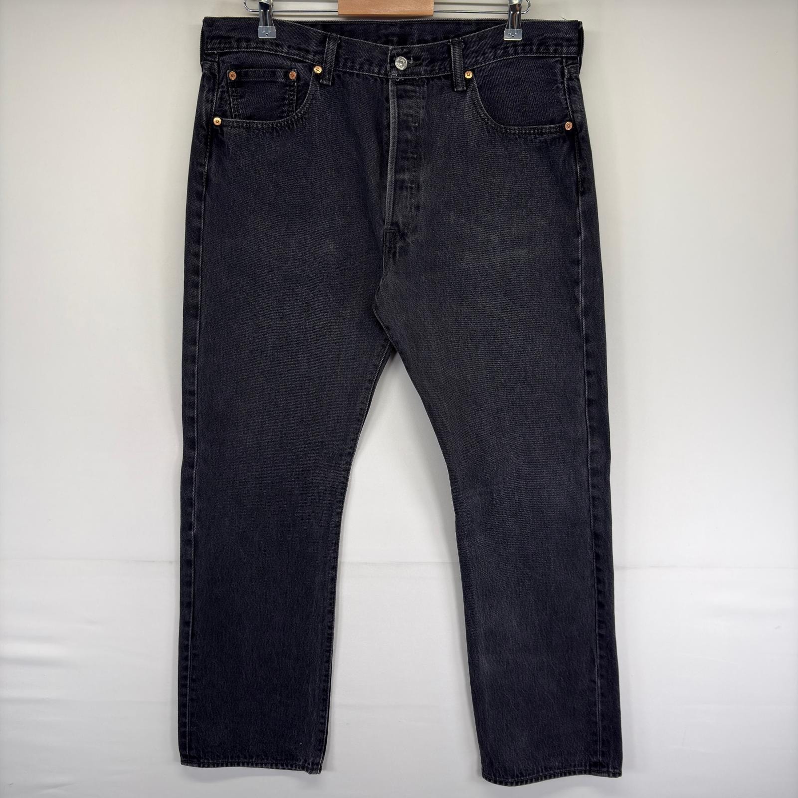 古着 リーバイス Levi's パンツ ブラックデニム 5ポケット ストレート ボタンフライ ジーンズ ジーパン W38 L34  ブラック系 メンズ