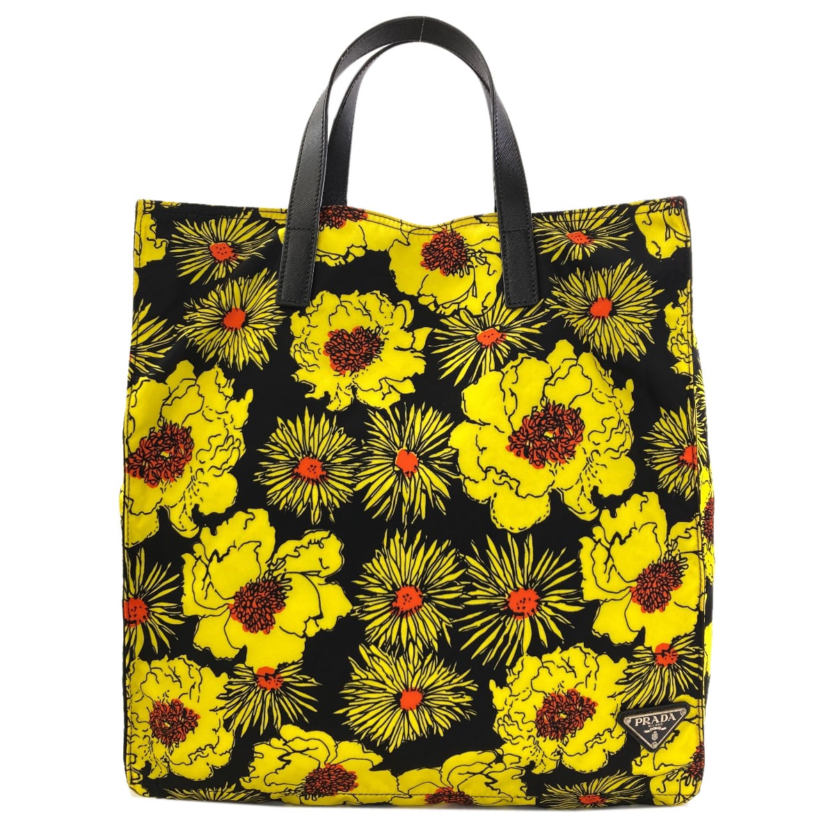 PRADA プラダ VA0905 ロゴ金具 フラワー トートバッグ ナイロン レディース [中古]