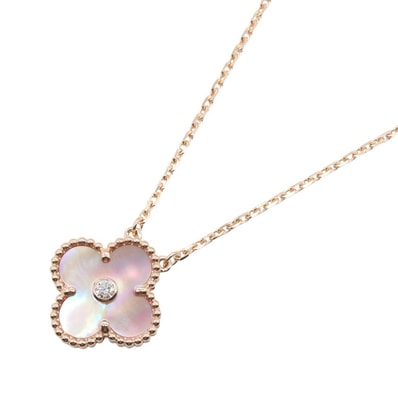 ヴァンクリーフ&アーペル Van Cleef & Arpels ヴィンテージアルハンブラ 1PD ネックレス ジュエリー K18PG(ピンクゴールド) ダイヤモンド ピンクマザーオブパール レディース ゴールド系 / ピンク系 / クリア系
