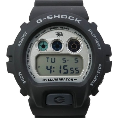 STUSSY ステューシー 時計 DW-6900STF-1 × CASIO G-SHOCK 35th ANNIVERSARY カシオ ジーショック 35周年記念 1stタイプ 初代カラー 復刻 ウオッチ 腕時計 ブラック系【美品】【中古】
