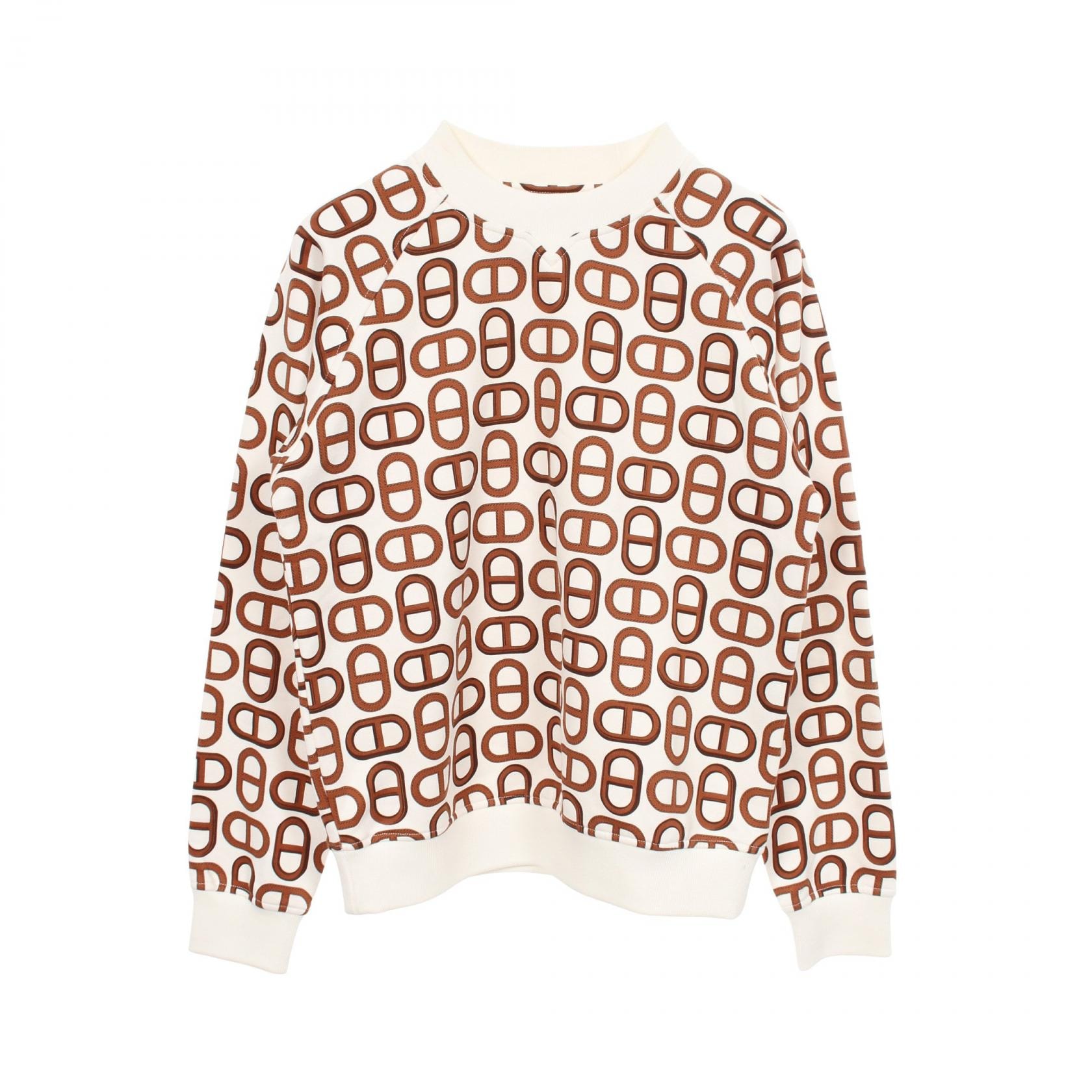 エルメス HERMES CHAINE D'ANCRE シェーヌダンクル スウェット 衣料品 トップス コットン ホワイト レディース ホワイト系 / ブラウン系 【中古】