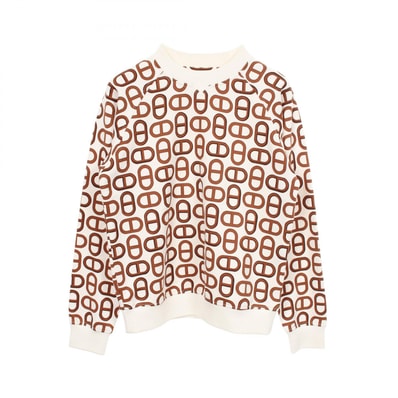 エルメス HERMES CHAINE D'ANCRE シェーヌダンクル スウェット 衣料品 トップス コットン ホワイト レディース ホワイト系 / ブラウン系 【中古】