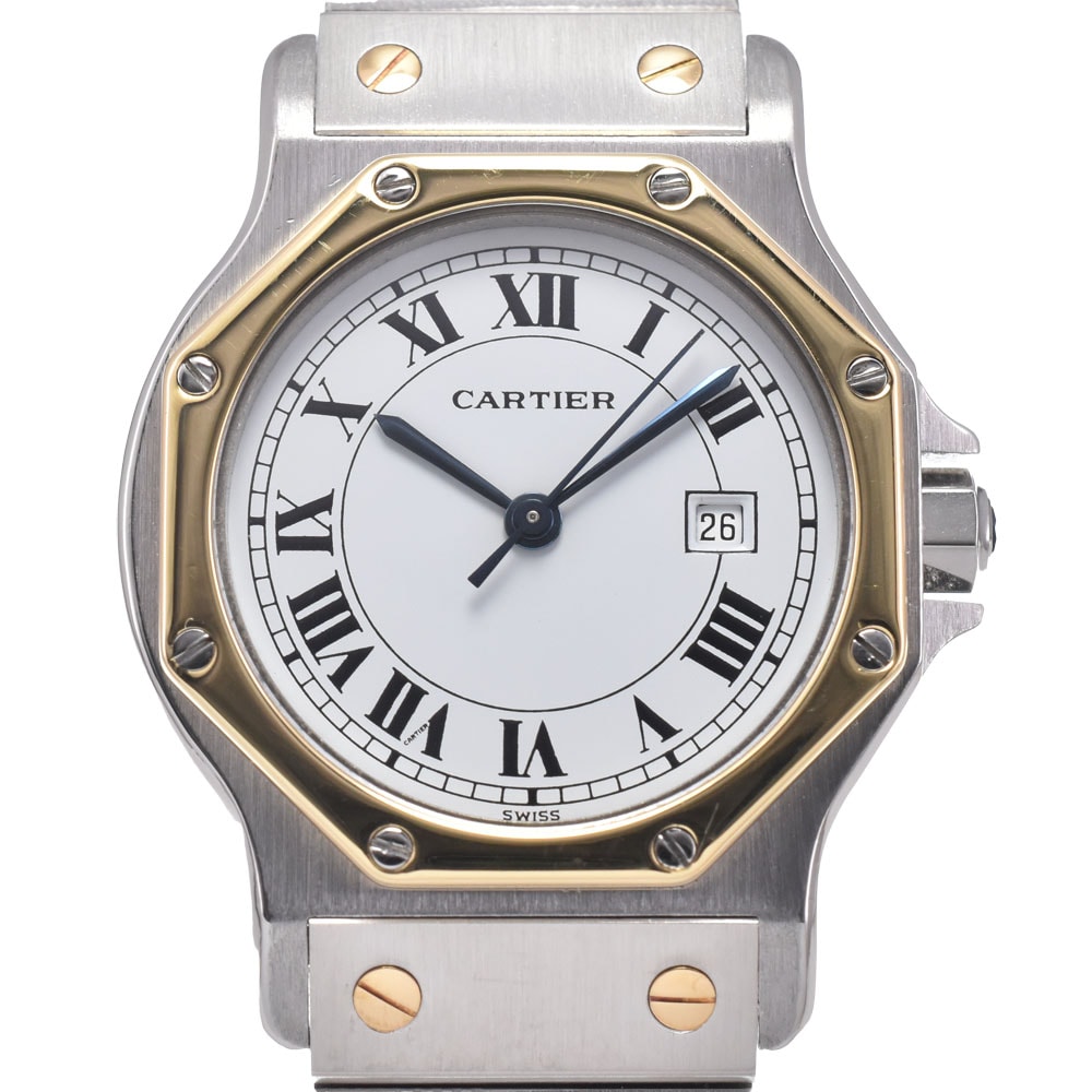 カルティエ CARTIER 81037288 サントスオクタゴン LM シルバー/ゴールド 自動巻き ユニセックス 良品 腕時計 G#148376