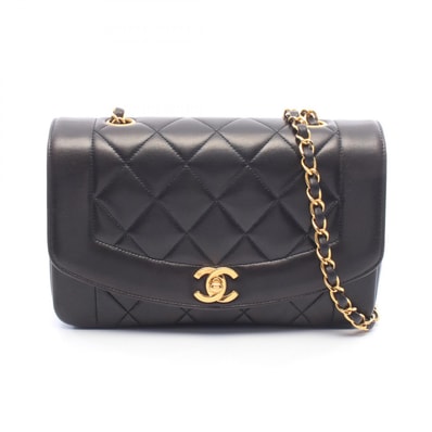 シャネル CHANEL マトラッセ ダイアナフラップ ショルダーバッグ バッグ ラムスキン(羊革) レディース ブラック系 【中古】