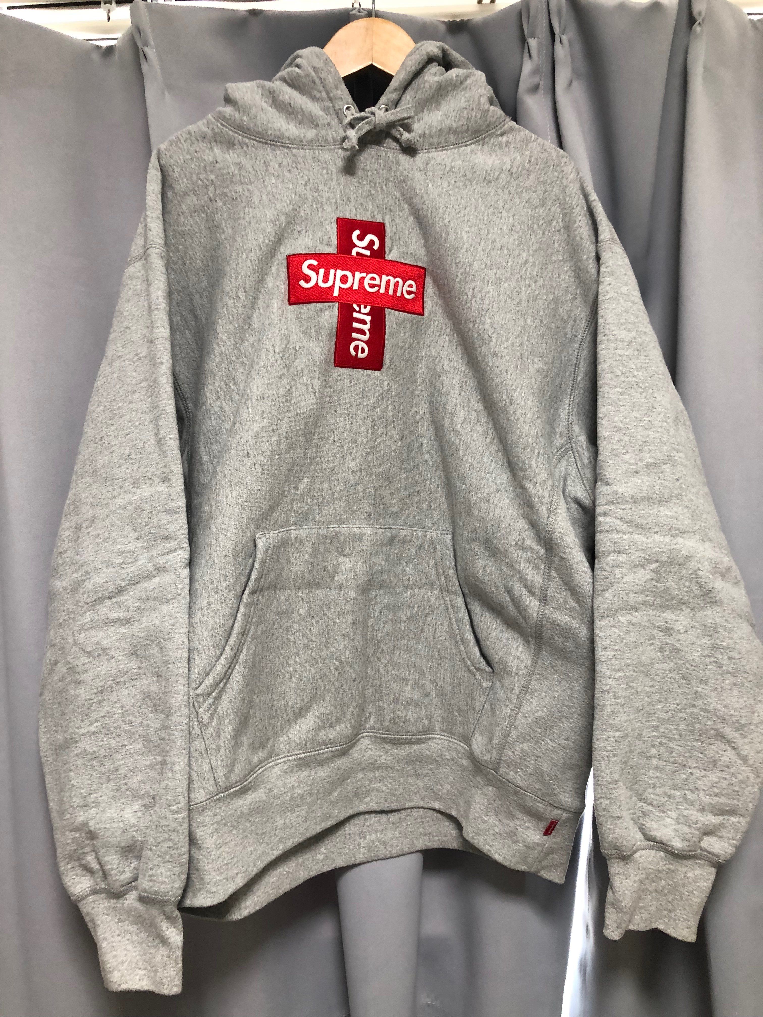 Supreme Cross Box Logo Hooded Sweatshirt "Grey"