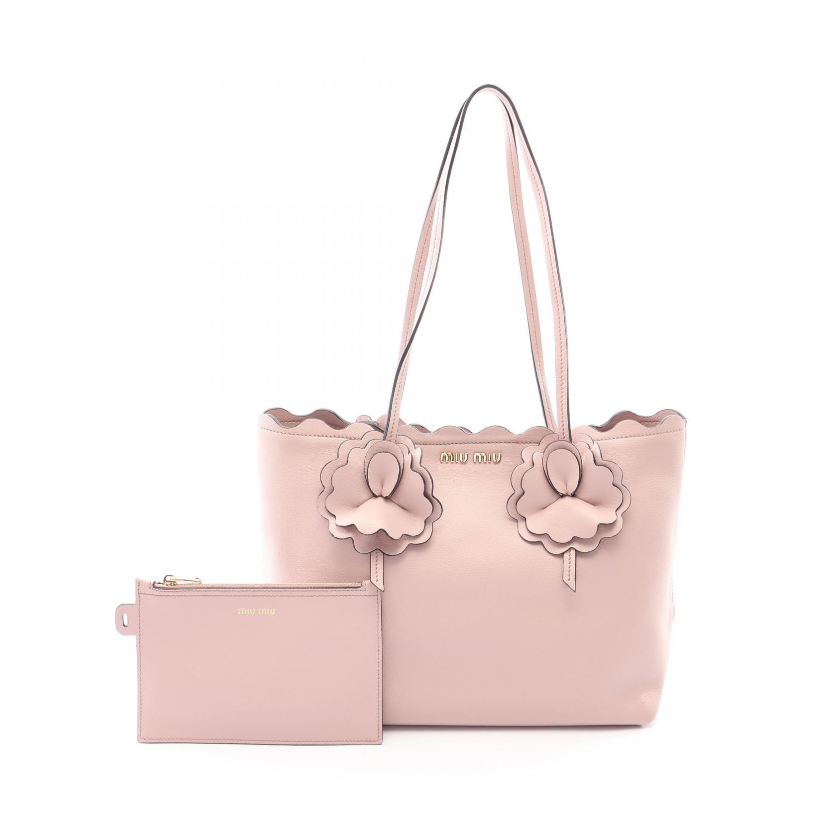 ミュウ ミュウ Miu Miu GRAIN CALF トートバッグ バッグ レザー レディース ピンク系 5BG054 【中古】