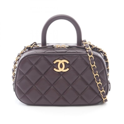 シャネル CHANEL マトラッセ ミニ ボーリング 2WAY ショルダーバッグ バッグ ラムスキン(羊革) レディース ブラウン系 AS5572 【中古】