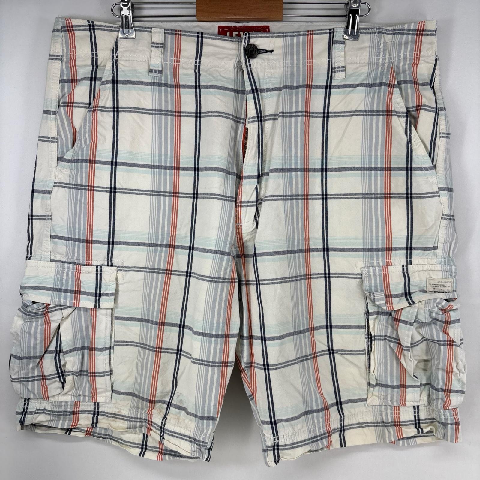 古着 リーバイス Levi's ショートパンツ カーゴパンツ ハーフパンツ チェック柄 大きいサイズ w40 ホワイト チェック メンズ